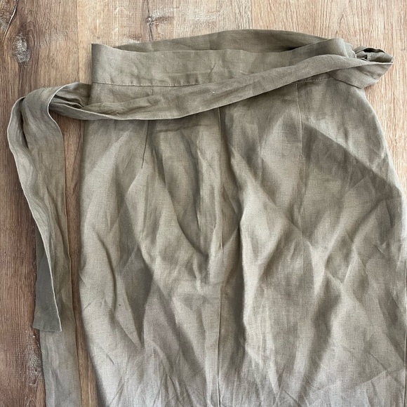 Reformation - Florence linen midi wrap skirt / size M petite / tan - Picture 14 of 14